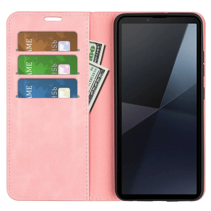 For Sony Xperia 10 VI Wallet Case PU Leather Folio Flip Phone Cover Mobile Accessories   - Pink - 2