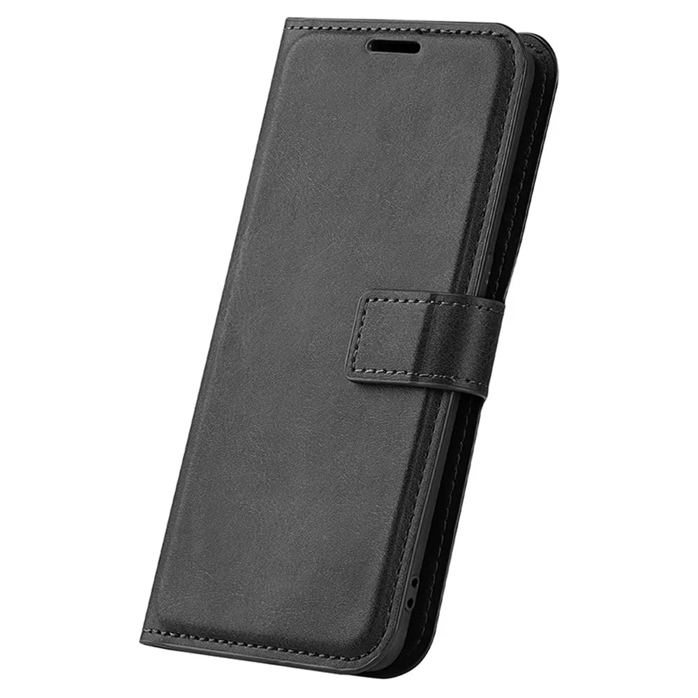For Sony Xperia 10 VI Case Wallet Calf Texture Leather Phone Cover - Black - 6