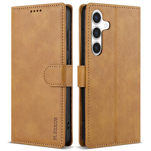 N.BEKUS CSJ-001 For Samsung Galaxy S23 FE Case Card Slots Wallet Leather Phone Cases - Brown - 1
