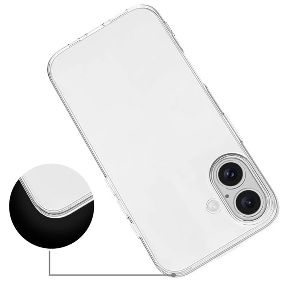 For iPhone 16 Plus Cell Phone Case Ultra-Thin Clear TPU Cover with Big Lens Hole - 2
