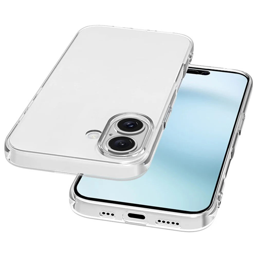 For iPhone 16 Plus Cell Phone Case Ultra-Thin Clear TPU Cover with Big Lens Hole - 3