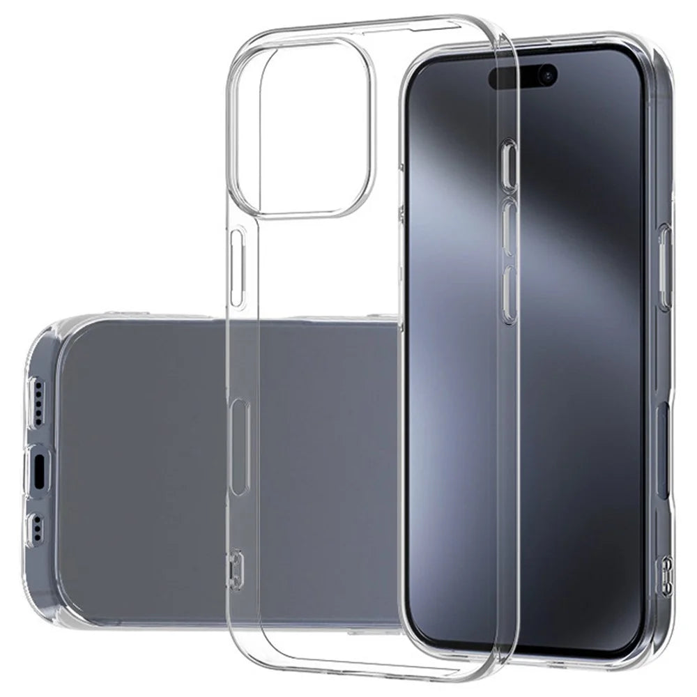 For iPhone 16 Pro Max Cell Phone Case Ultra-Thin Clear TPU Cover with Big Lens Hole - 1