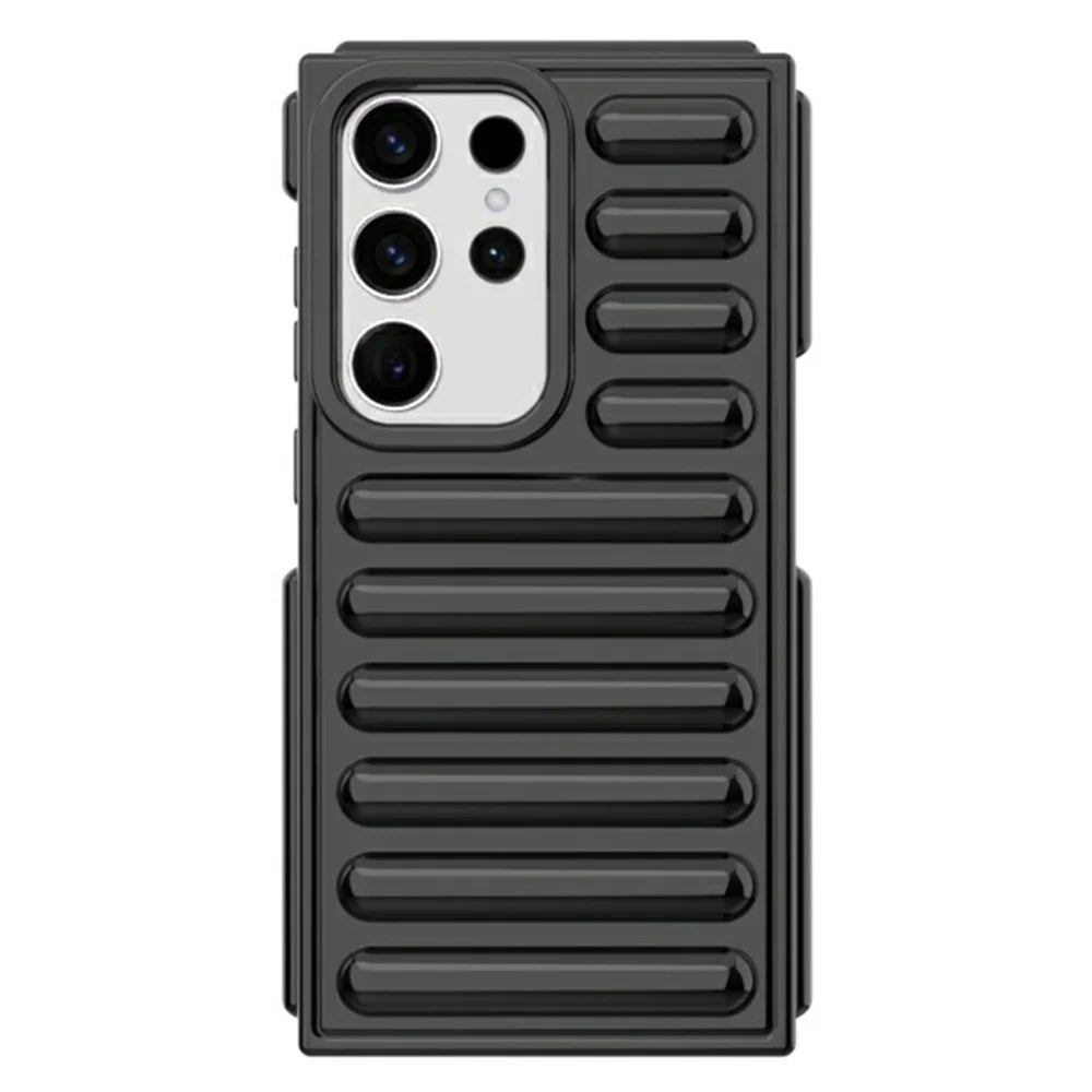 Capsule Series for Samsung Galaxy S24 Ultra TPU Case Anti-Drop Ribbed Back Cover - Black - 1