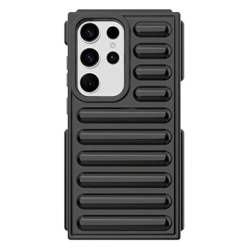 Capsule Series for Samsung Galaxy S24 Ultra TPU Case Anti-Drop Ribbed Back Cover - Black - 1