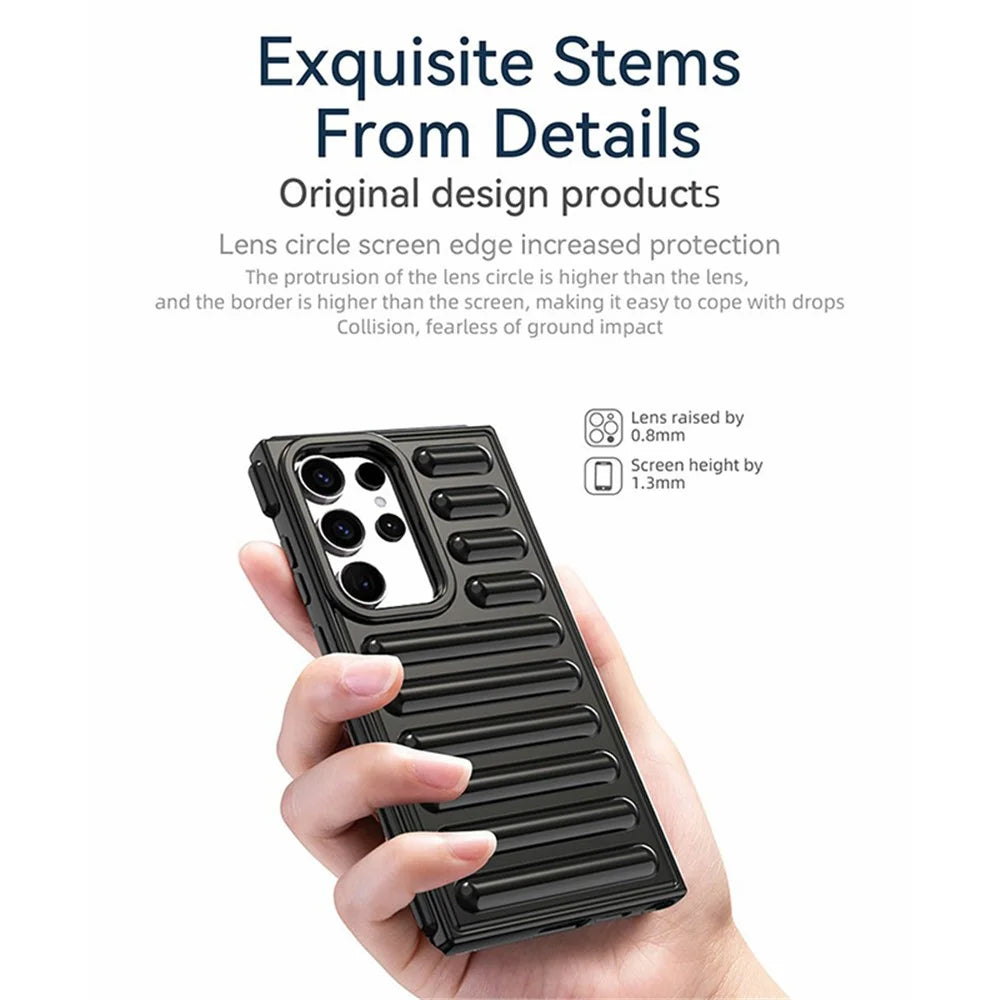 Capsule Series for Samsung Galaxy S24 Ultra TPU Case Anti-Drop Ribbed Back Cover - Black - 3