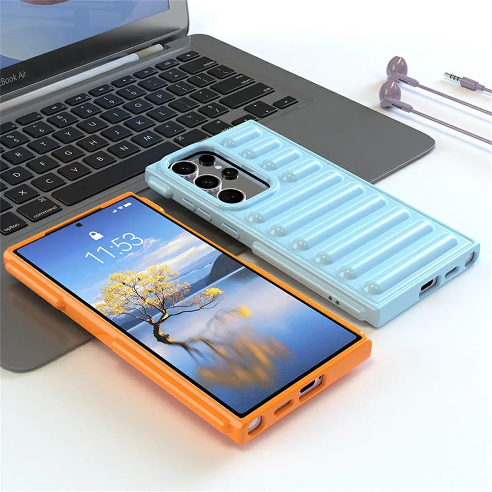 Capsule Series for Samsung Galaxy S24 Ultra TPU Case Anti-Drop Ribbed Back Cover - Black - 5