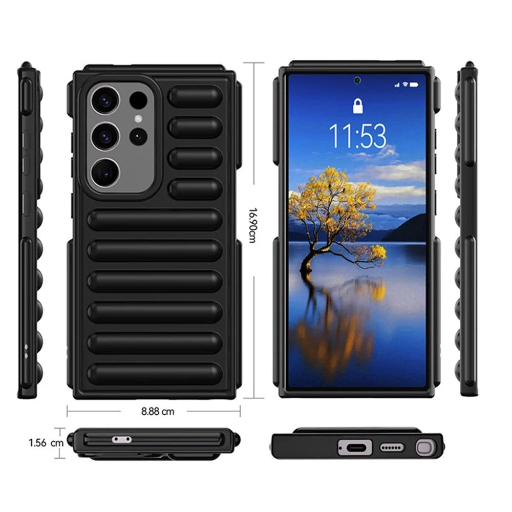 Capsule Series for Samsung Galaxy S24 Ultra TPU Case Anti-Drop Ribbed Back Cover - Black - 6