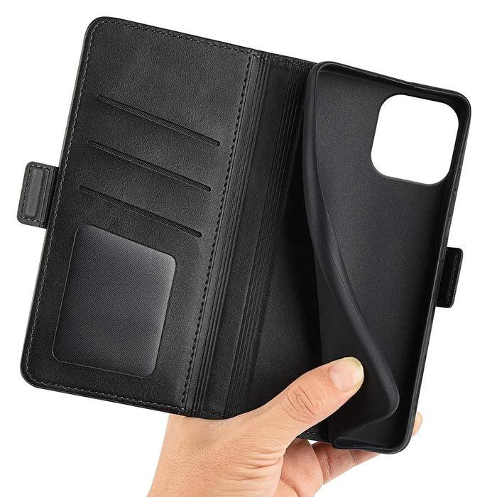 For iPhone 16 Pro Max Case Folio Flip Leather Wallet Stand Phone Cover - Black - 5