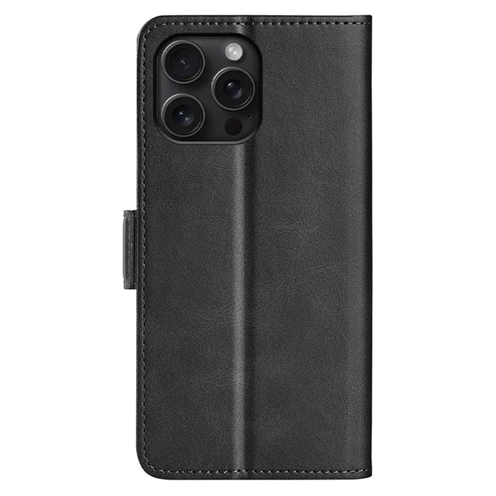 For iPhone 16 Pro Max Case Folio Flip Leather Wallet Stand Phone Cover - Black - 7