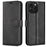 For iPhone 16 Pro Max Case Calf Texture PU Leather Folio Flip Wallet Phone Cover - Black - 1