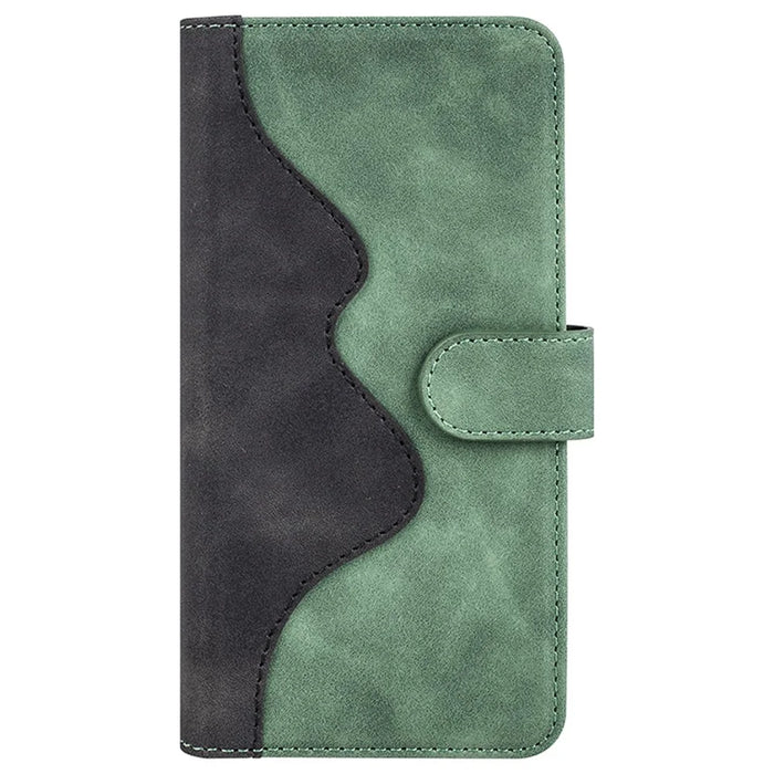 For iPhone 16 Plus Case Wallet Dual Color Flip Leather Phone Cover - Green - 6