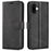 For iPhone 16 Plus Case Calf Texture PU Leather Phone Cover with Card Holder Stand - Black - 1