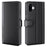 For iPhone 16 Plus Case Genuine Split Leather Phone Cover with Wallet Stand - Black - 1