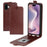 For iPhone 16 Case Card Slots Vertical Flip PU Leather Phone Cover - Brown - 4