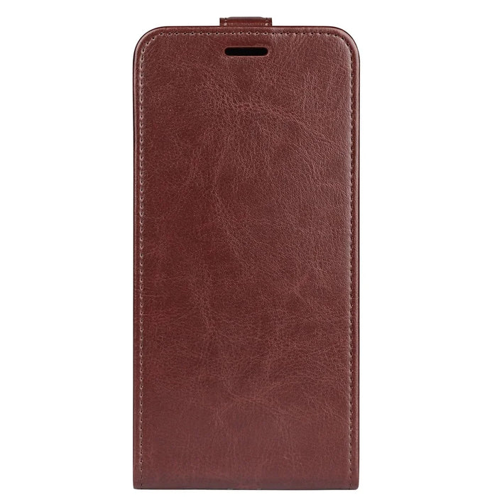 For iPhone 16 Case Card Slots Vertical Flip PU Leather Phone Cover - Brown - 5