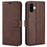 For iPhone 16 Case Calf Texture PU Leather Folio Flip Phone Wallet Cover - Brown - 1