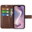 For iPhone 16 Case Calf Texture PU Leather Folio Flip Phone Wallet Cover - Brown - 2