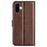 For iPhone 16 Case Calf Texture PU Leather Folio Flip Phone Wallet Cover - Brown - 6