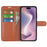 For iPhone 16 Case Wallet Leather Phone Cover Litchi Texture - Brown - 2