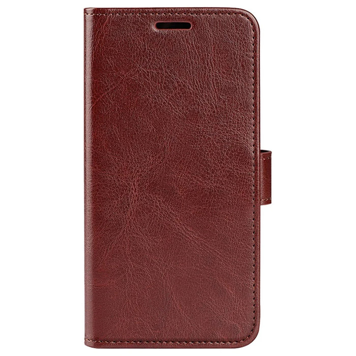For iPhone 16 Case Crazy Horse Texture Leather Phone Cover Horizontal Viewing Stand - Brown - 5