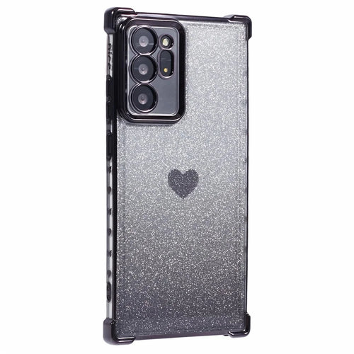 For Samsung Galaxy Note20 Ultra / Note20 Ultra 5G Case Heart Pattern Electroplating TPU Glitter Phone Cover -  Black - 1