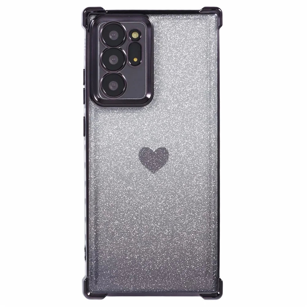 For Samsung Galaxy Note20 Ultra / Note20 Ultra 5G Case Heart Pattern Electroplating TPU Glitter Phone Cover -  Black - 3