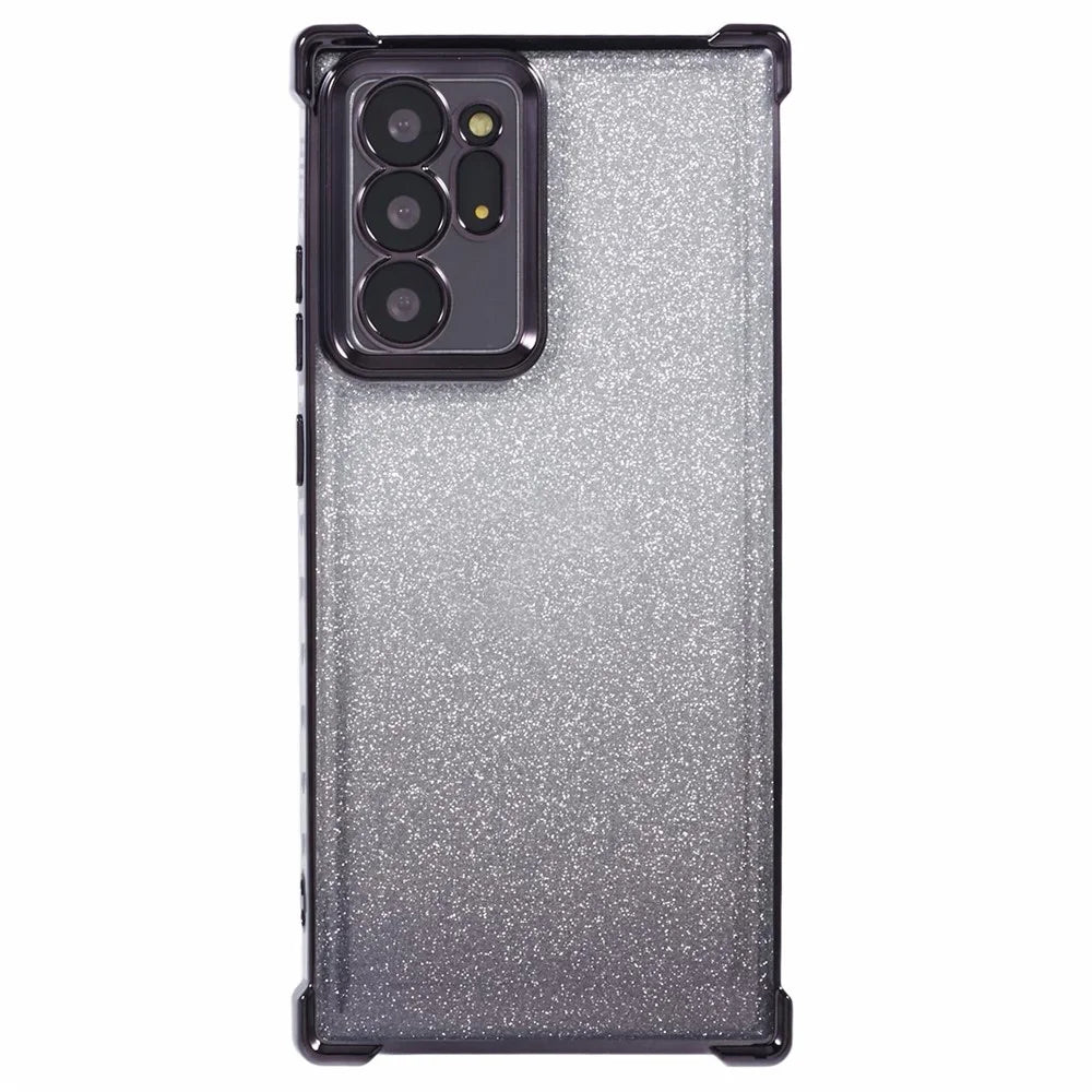 For Samsung Galaxy Note20 Ultra / Note20 Ultra 5G Case TPU Gradient Glitter Phone Cover Love Heart Frame - Black - 3