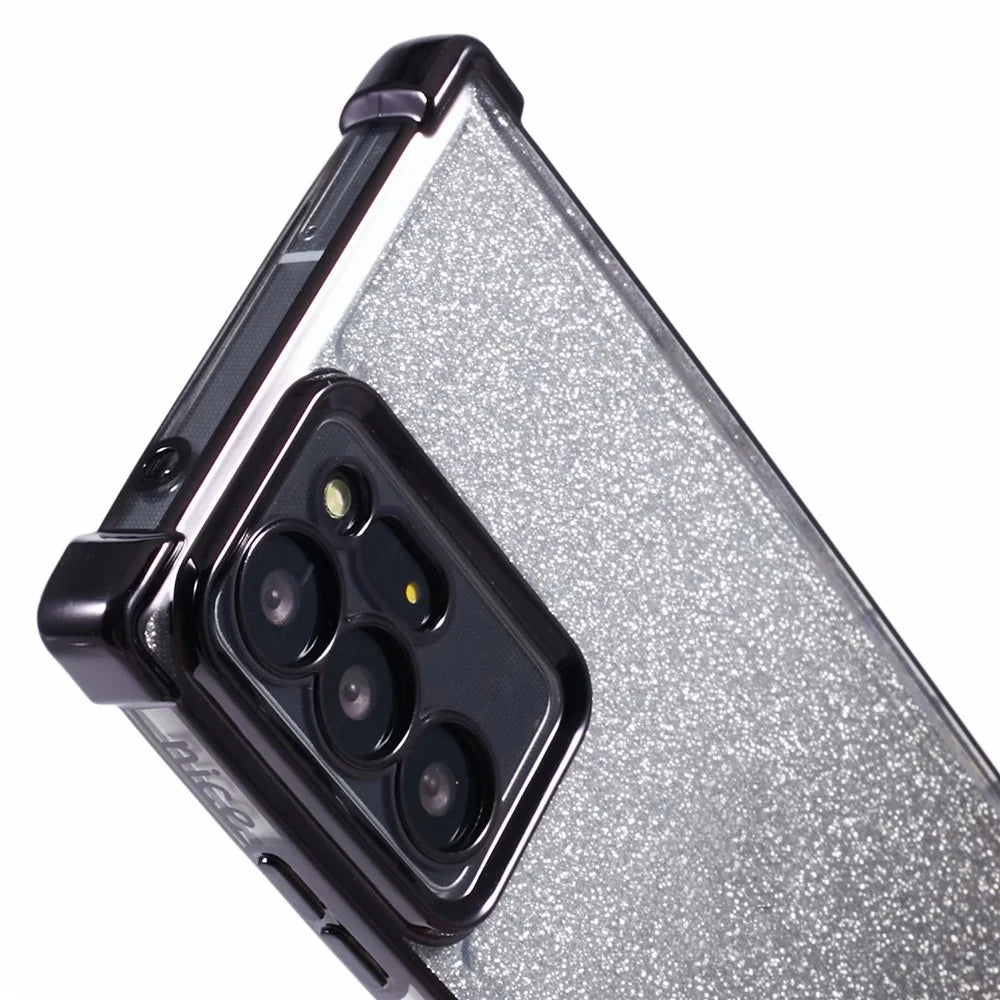 For Samsung Galaxy Note20 Ultra / Note20 Ultra 5G Case TPU Gradient Glitter Phone Cover Love Heart Frame - Black - 6