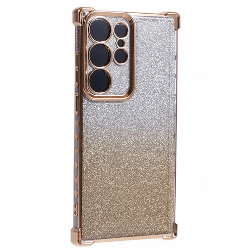 For Samsung Galaxy S23 Ultra Case Glitter Gradient Electroplating TPU Phone Cover - Gold - 1