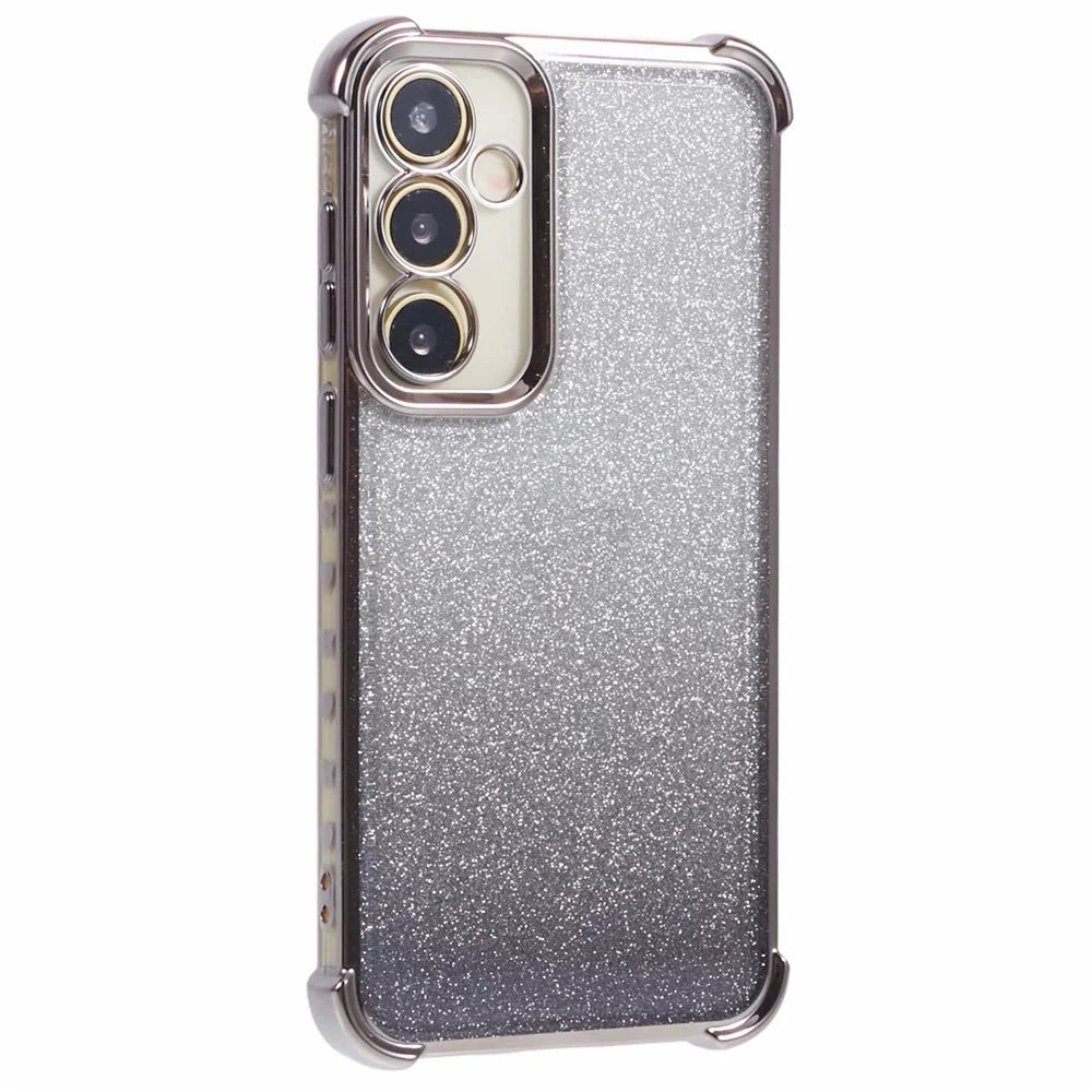 For Samsung Galaxy S23 FE TPU Case Glitter Gradient Electroplated Anti-Drop Phone Cover - Grey - 1