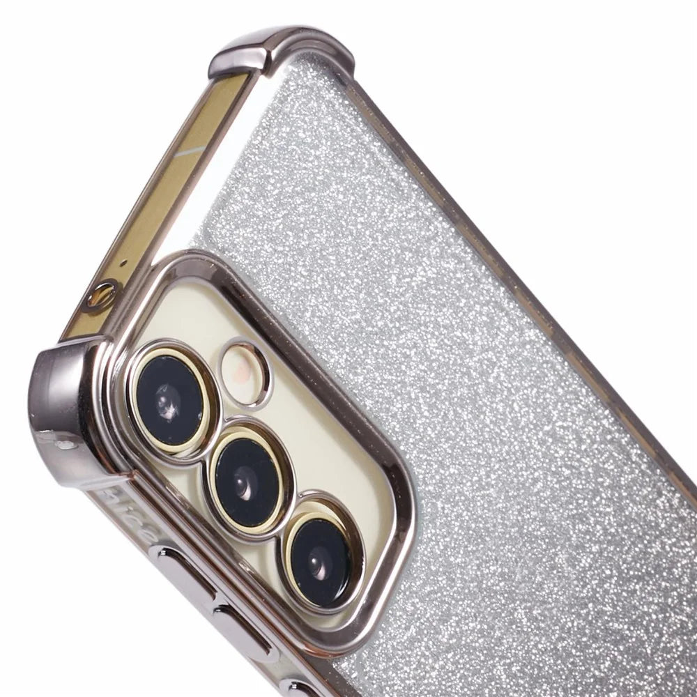 For Samsung Galaxy S23 FE TPU Case Glitter Gradient Electroplated Anti-Drop Phone Cover - Grey - 6