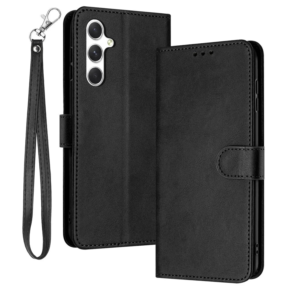 For Samsung Galaxy M55 5G / C55 5G / F55 5G Leather Wallet Stand Case Scratch-Proof Phone Cover - Black - 1