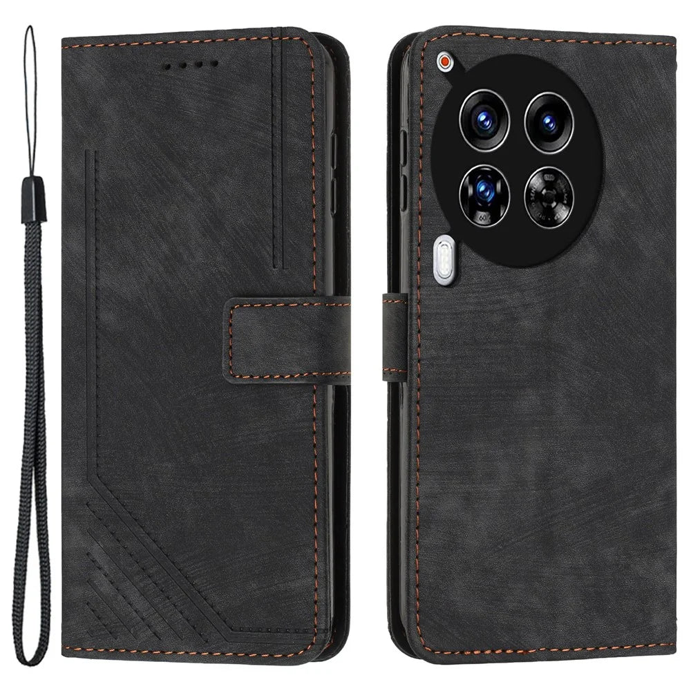 For TECNO Camon 30 4G / 5G Wallet Case Anti-Drop Imprinted PU Leather Flip Phone Cover - Black - 1