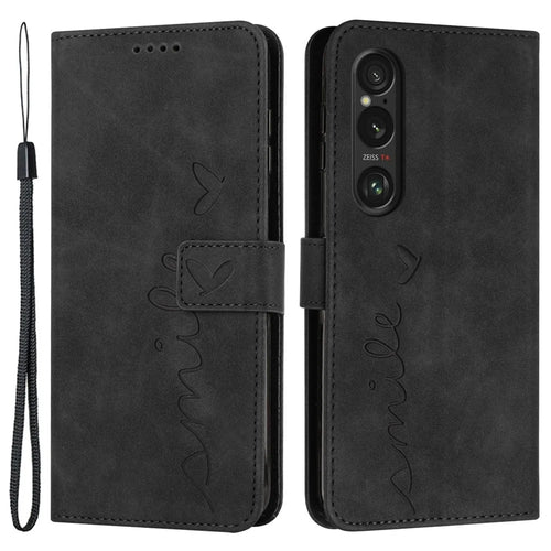 For Sony Xperia 1 VI Phone Case Magnetic Clasp PU Leather Phone Shell with Stand - Black - 1
