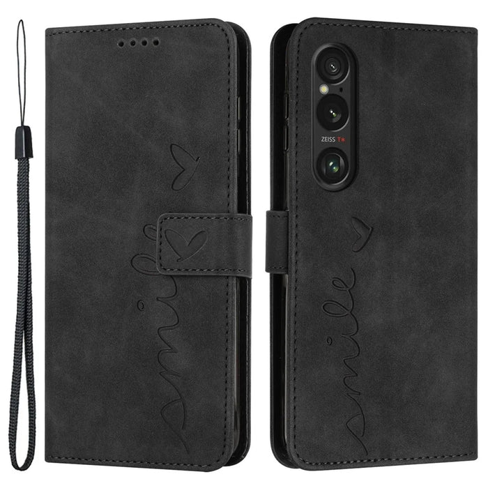 For Sony Xperia 1 VI Phone Case Magnetic Clasp PU Leather Phone Shell with Stand - Black - 1