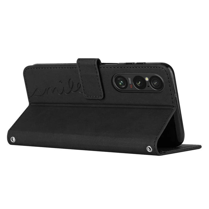 For Sony Xperia 1 VI Phone Case Magnetic Clasp PU Leather Phone Shell with Stand - Black - 3
