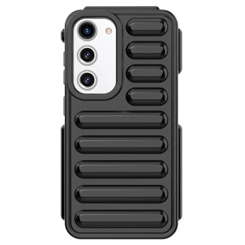 Capsule Series for Samsung Galaxy S23 Phone Case Soft TPU Anti-Scratch Ribbed Back Cover - Black - 1