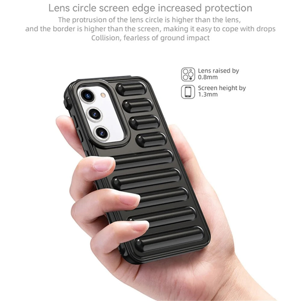 Capsule Series for Samsung Galaxy S23 Phone Case Soft TPU Anti-Scratch Ribbed Back Cover - Black - 4