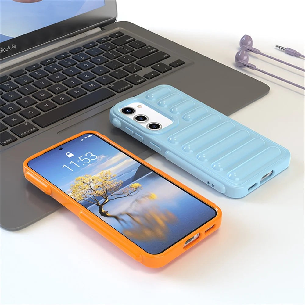 Capsule Series for Samsung Galaxy S23 Phone Case Soft TPU Anti-Scratch Ribbed Back Cover - Black - 5