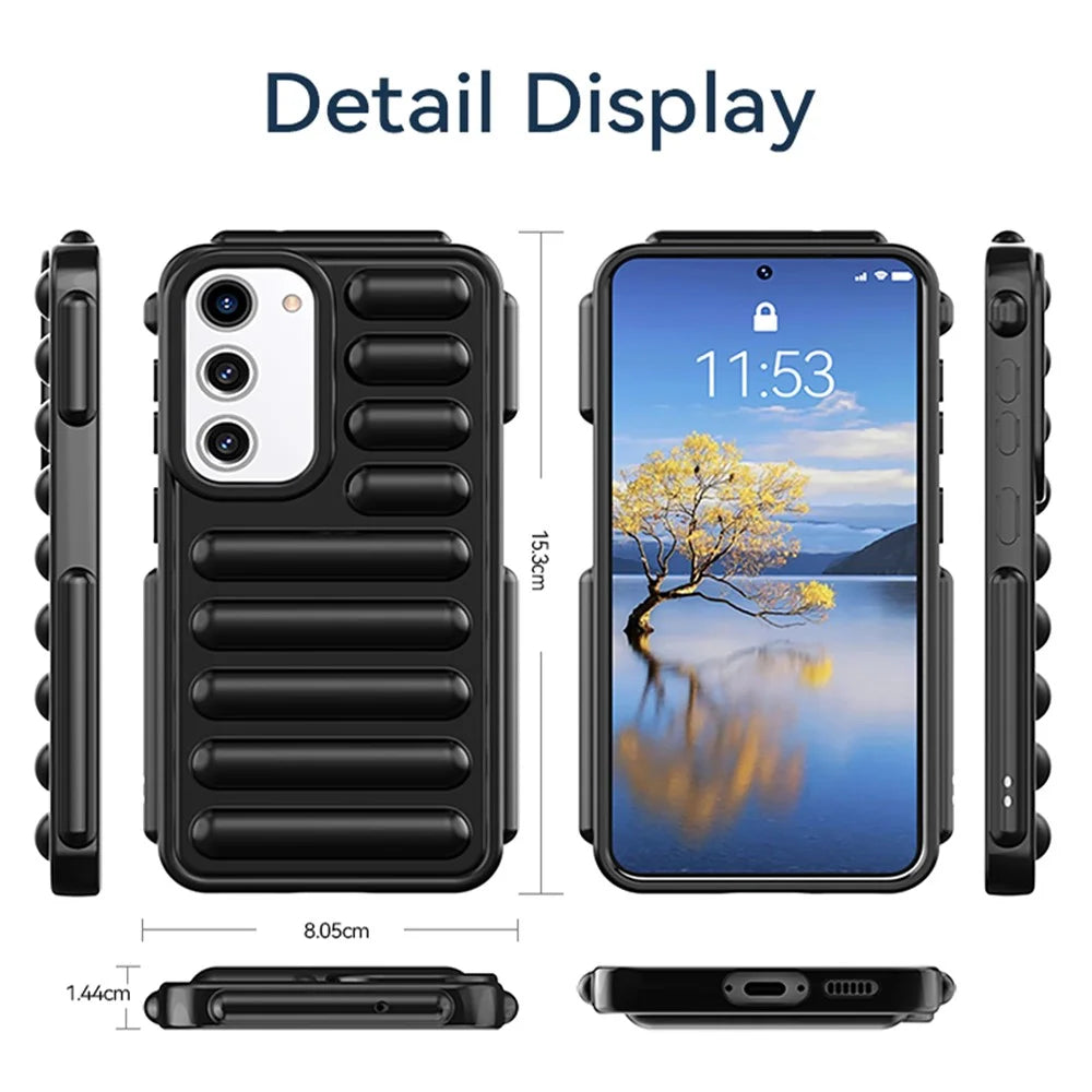 Capsule Series for Samsung Galaxy S23 Phone Case Soft TPU Anti-Scratch Ribbed Back Cover - Black - 6