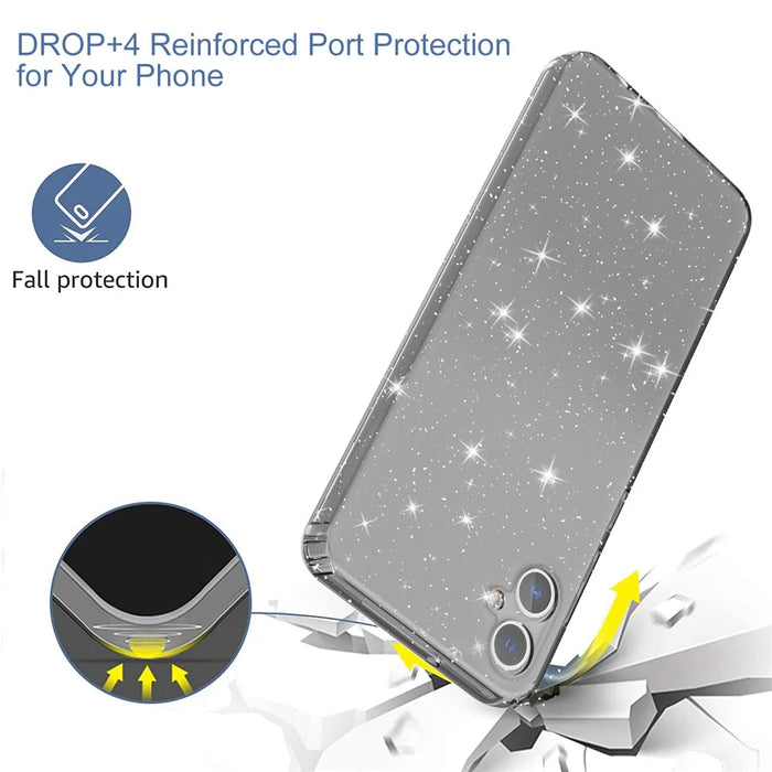For Samsung Galaxy A05 4G Case Soft TPU Phone Cover Glitter Clear Sparkly - Transparent Black - 3