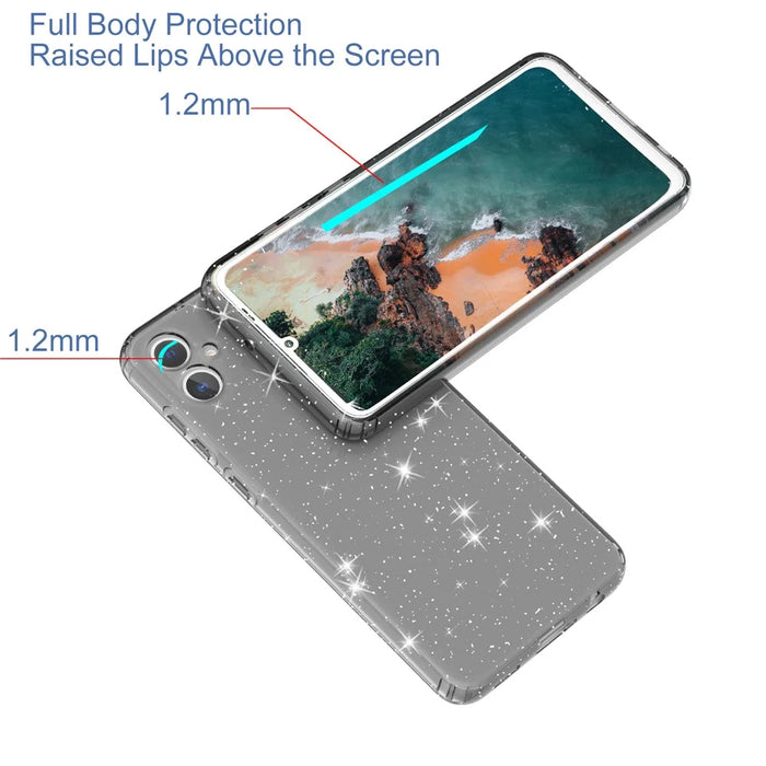 For Samsung Galaxy A05 4G Case Soft TPU Phone Cover Glitter Clear Sparkly - Transparent Black - 4