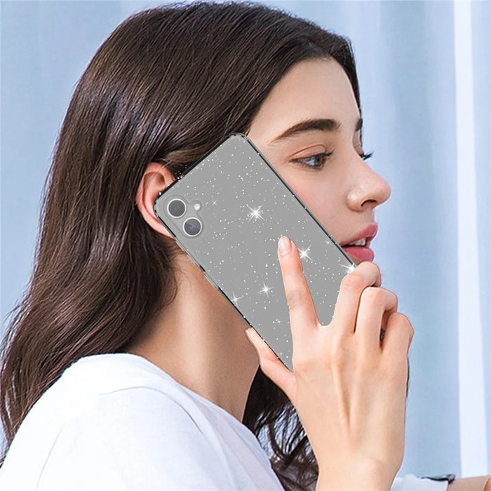 For Samsung Galaxy A05 4G Case Soft TPU Phone Cover Glitter Clear Sparkly - Transparent Black - 5