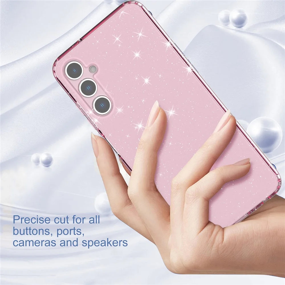 For Samsung Galaxy A05s 4G Case Bling Sparkle TPU Phone Cover - Transparent Pink - 2