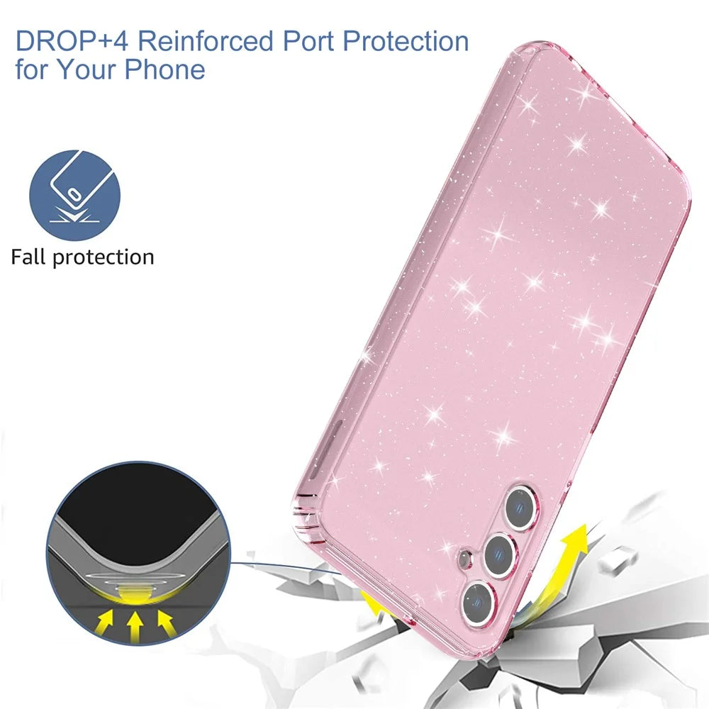 For Samsung Galaxy A05s 4G Case Bling Sparkle TPU Phone Cover - Transparent Pink - 3