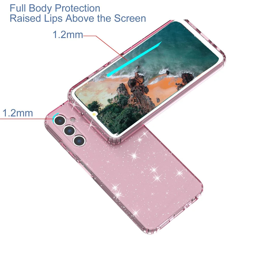 For Samsung Galaxy A05s 4G Case Bling Sparkle TPU Phone Cover - Transparent Pink - 4