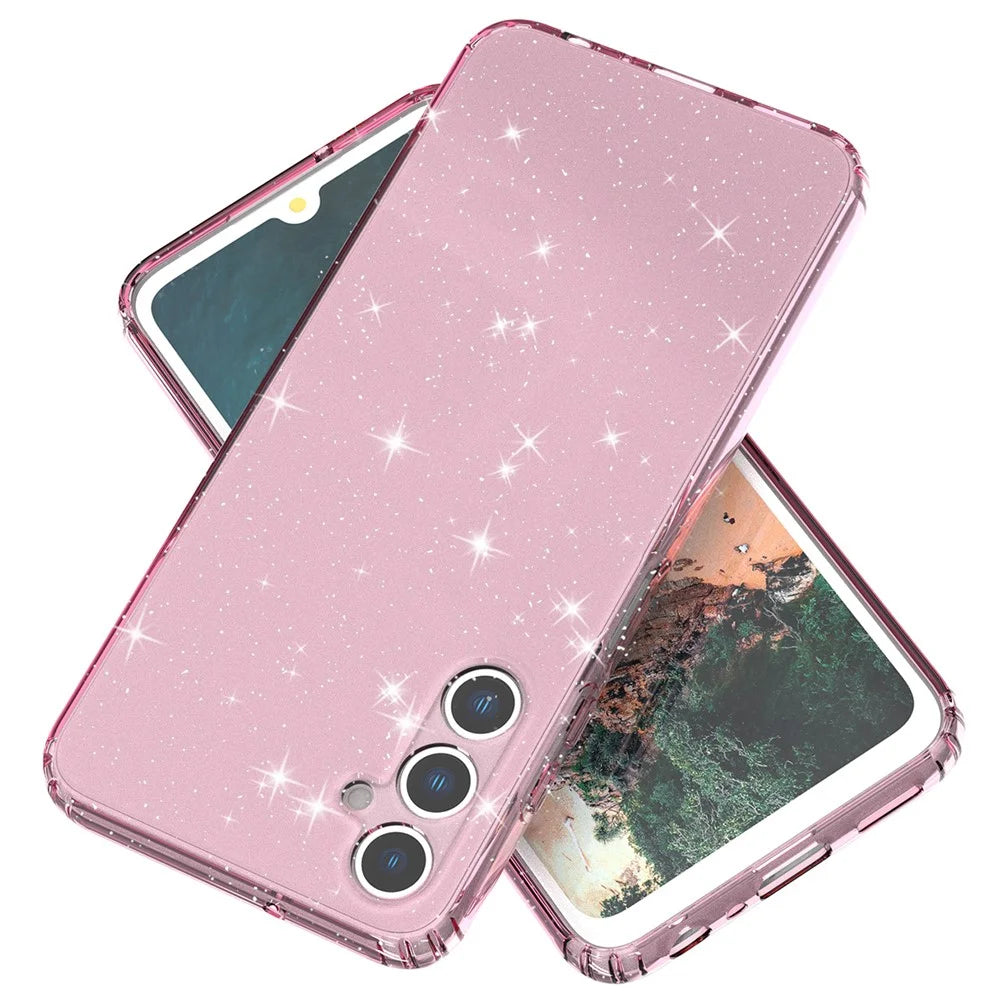 For Samsung Galaxy A05s 4G Case Bling Sparkle TPU Phone Cover - Transparent Pink - 6