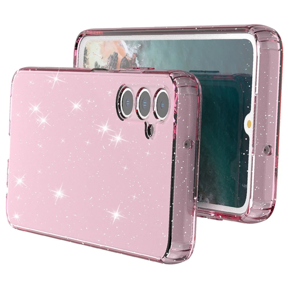 For Samsung Galaxy A05s 4G Case Bling Sparkle TPU Phone Cover - Transparent Pink - 7
