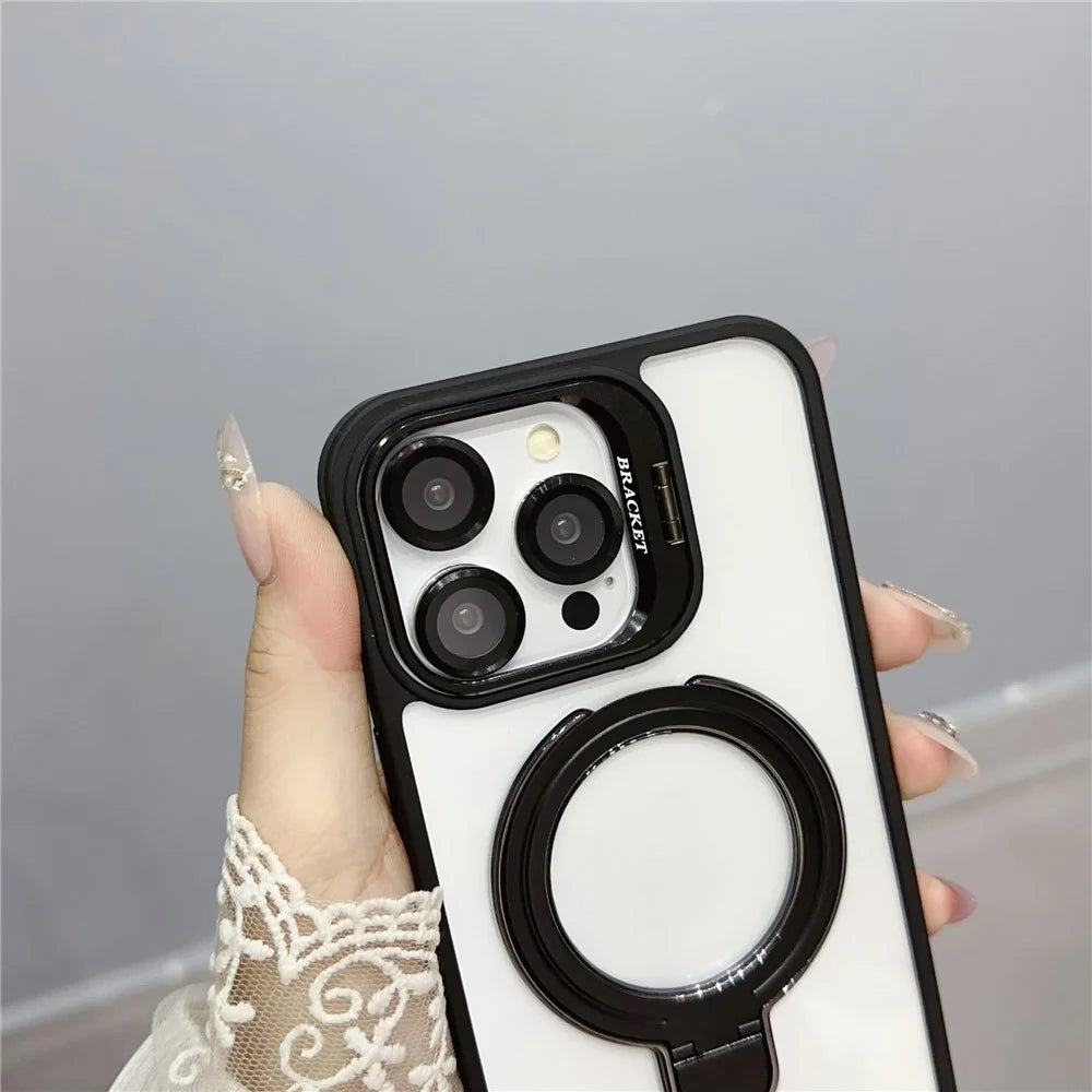 For iPhone 15 Pro Max Case Dual Kickstand Acrylic + TPU Phone Case Compatible with MagSafe - Dark Purple - 5
