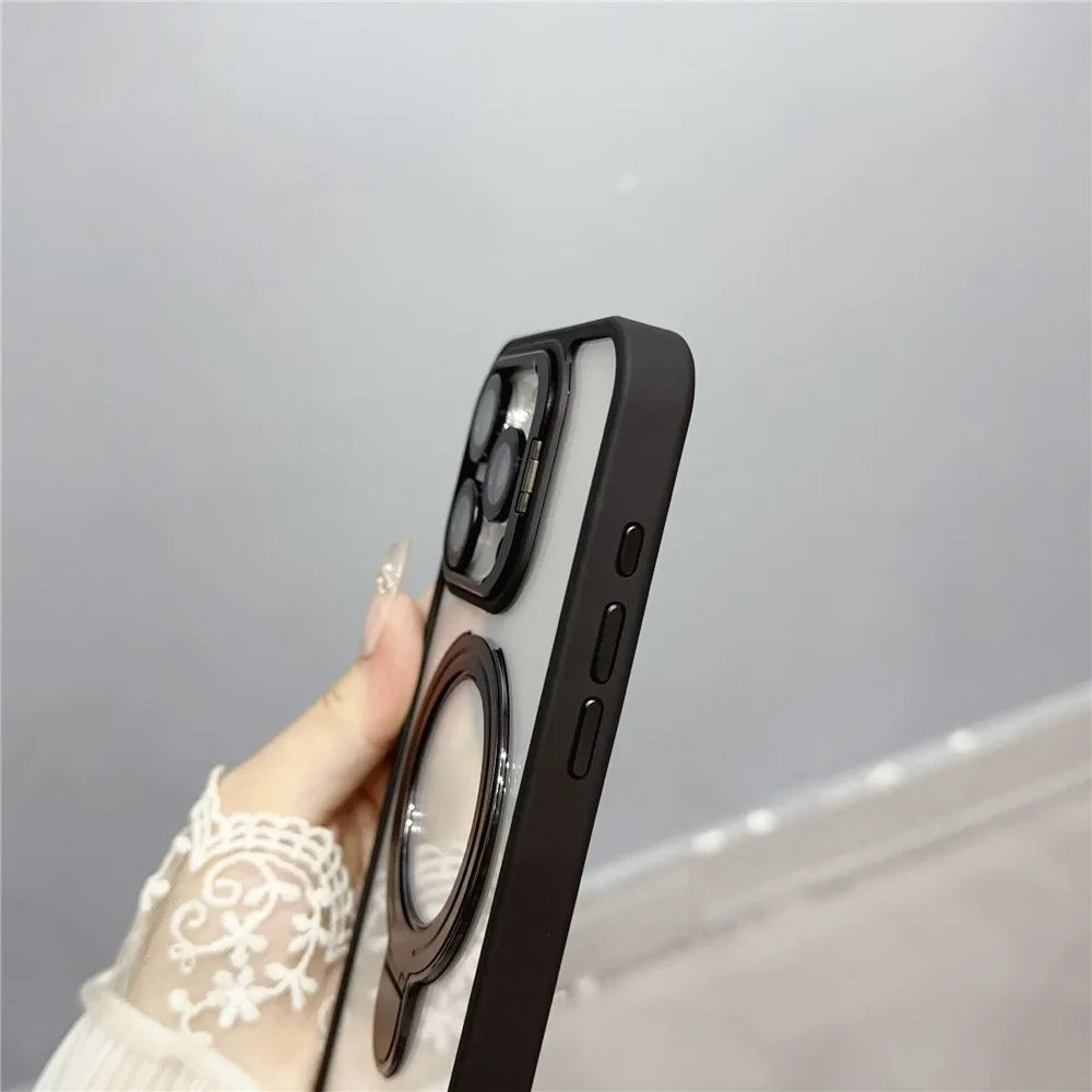 For iPhone 15 Pro Max Case Dual Kickstand Acrylic + TPU Phone Case Compatible with MagSafe - Dark Purple - 6